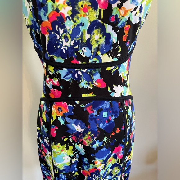 Nicole by Nicole Miller Size Medium Multi Color Floral Sleeveless Midi Dress - Picture 6 of 6